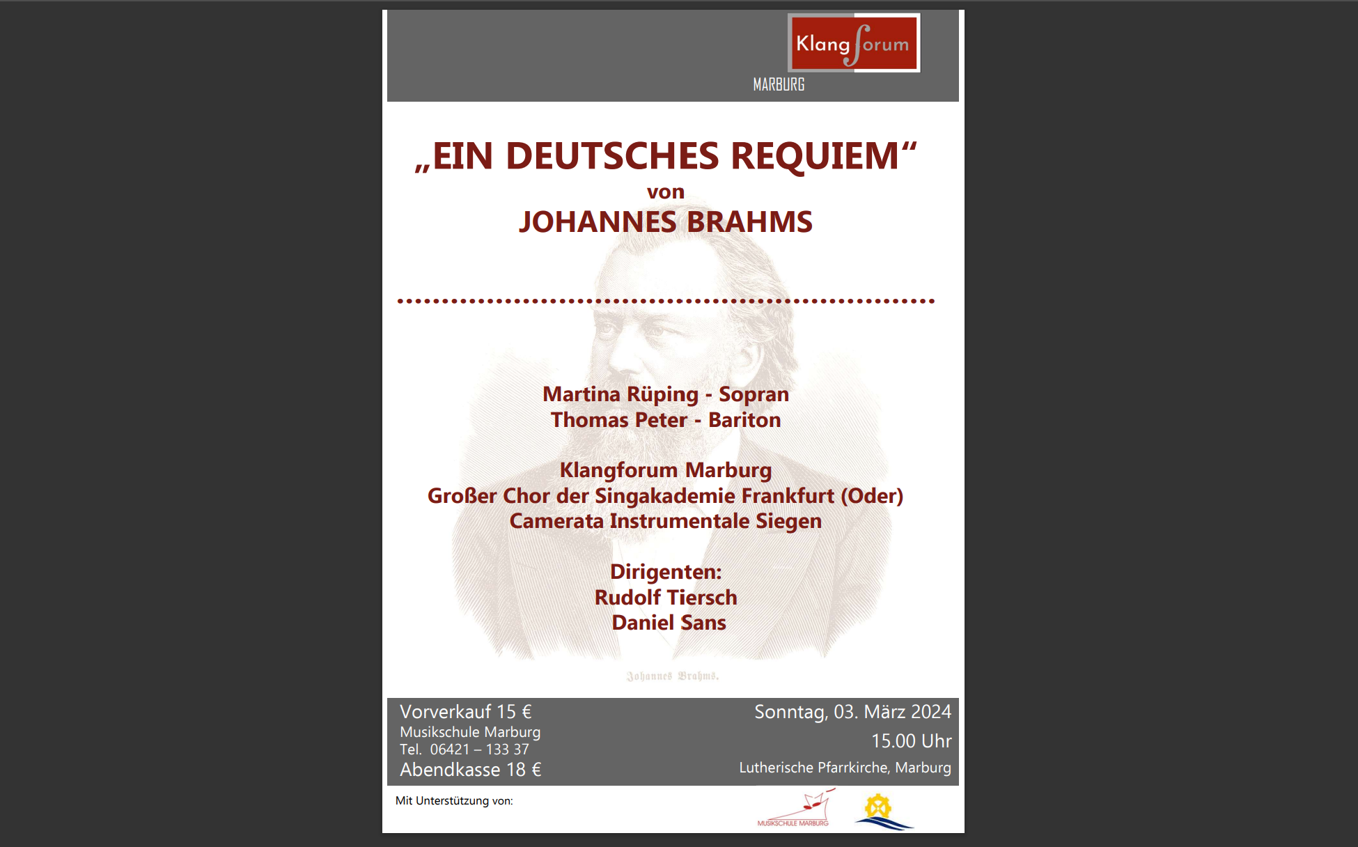 Konzertplakat Marburg "Ein Deutsches Requiem"
